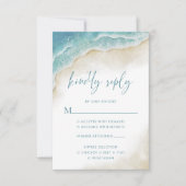 Watercolor Ocean Beach Summer Wedding RSVP Kaartje (Voorkant)