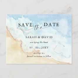 Watercolor Ocean Sea Summer Beach Save the Date Aankondigingskaart