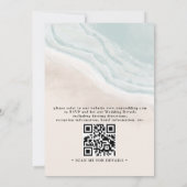 Watercolor Ocean Waves Budget QR Code Wedding Kaart (Achterkant)
