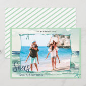 Watercolor Ocean waves Seas & Greetings  photo  Feestdagenkaart (Voorkant / Achterkant)