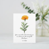 WATERCOLOR OCTOBER MARIGOLD BIRTH FLOWER POSTCARD BRIEFKAART (Staand voorkant)