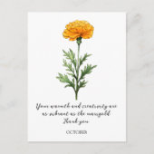WATERCOLOR OCTOBER MARIGOLD BIRTH FLOWER POSTCARD BRIEFKAART (Voorkant)