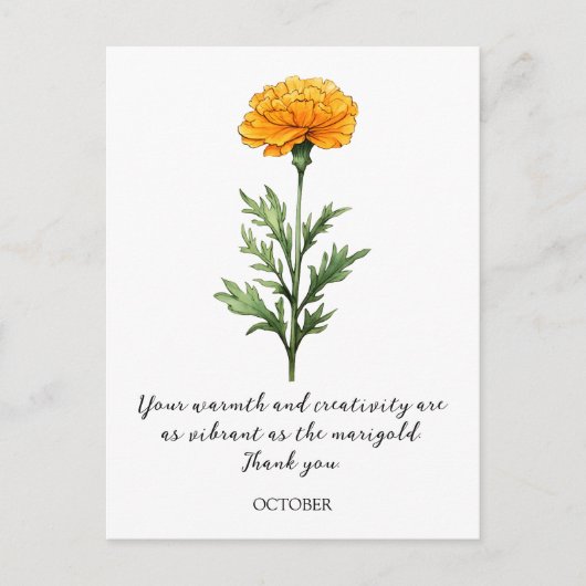 WATERCOLOR OCTOBER MARIGOLD BIRTH FLOWER POSTCARD BRIEFKAART (Voorkant)