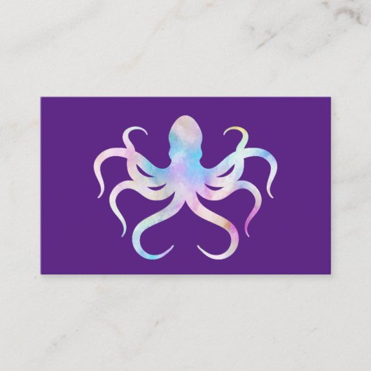 Watercolor Octopus -> Aquarel Octopus Visitekaartje (Voorkant)