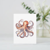 Watercolor Octopus Briefkaart (Staand voorkant)