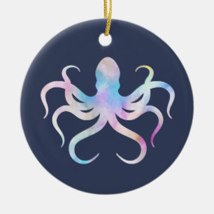 Watercolor octopus keramisch ornament