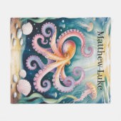 Watercolor Octopus Kinderverjaardagsfeest Cadeau Fleece Deken (Voorkant (Horizontaal))