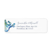 Watercolor Octopus Onder Zee Retouradres Etiket (Voorkant)
