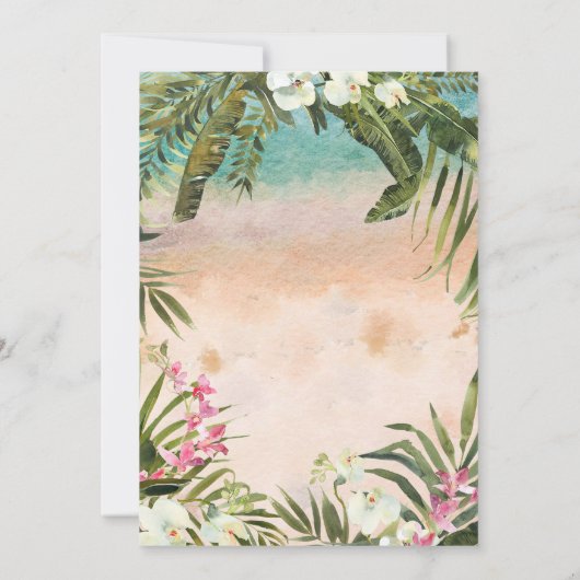 Watercolor oerwoud Palms Bruids Douche Uitnodiging (Achterkant)