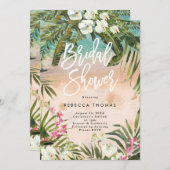 Watercolor oerwoud Palms Bruids Douche Uitnodiging (Voorkant / Achterkant)