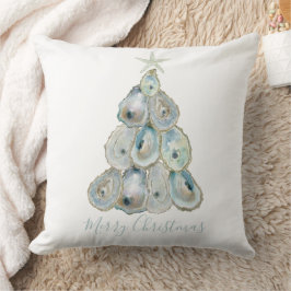 Watercolor Oester Kerstboom Kussen