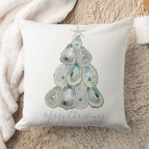 Watercolor Oester Kerstboom Kussen