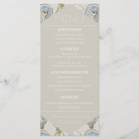 Watercolor Oester Menu (Voorkant)