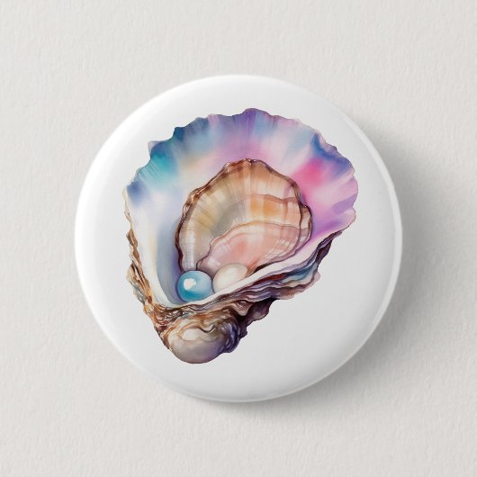 Watercolor Oester Ronde Button 5,7 Cm (Voorkant)