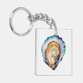 Watercolor Oester Schelp Sleutelhanger (Voorkant Links)