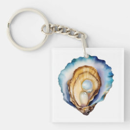 Watercolor Oester Schelp Sleutelhanger
