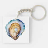 Watercolor Oester Schelp Sleutelhanger (Achterkant)