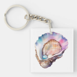 Watercolor Oester Sleutelhanger