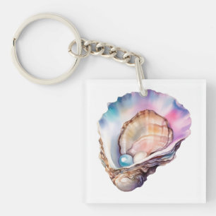 Watercolor Oester Sleutelhanger
