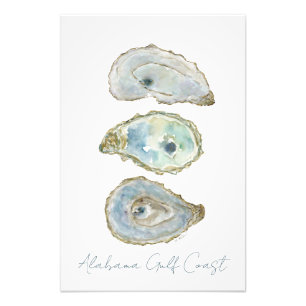 Watercolor Oesters- Aanpasbaar Verticaal Ontwerp Foto Afdruk