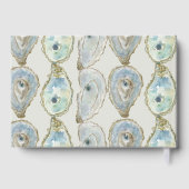 Watercolor Oesters Bruiloft- Blauw Gastenboek (Achterkant)