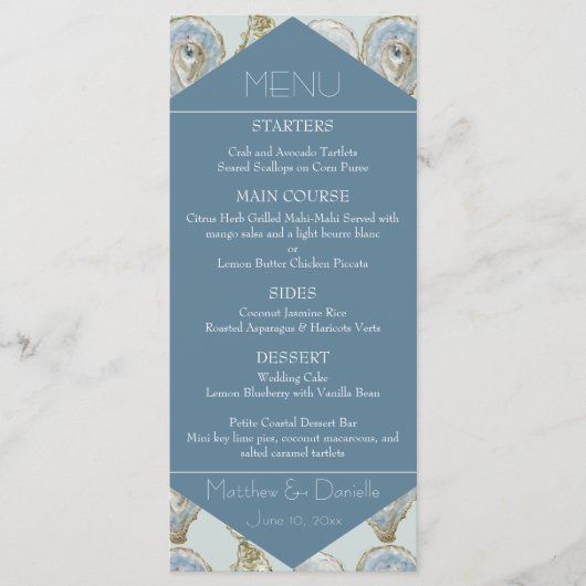 Watercolor Oesters Trouw Menu (Voorkant)