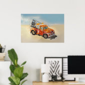 Watercolor of a orange rusty tow truck poster (Thuiskantoor)