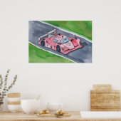 Watercolor of a pink F1 style racecar Poster (Keuken)