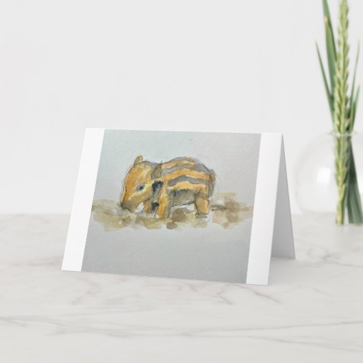 Watercolor of Baby boar on Thank You Card Bedankkaart (Voorkant)