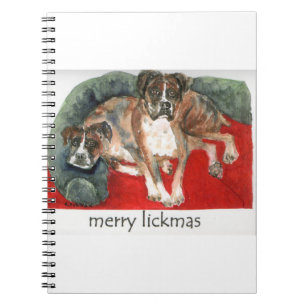 watercolor of our Boxers "Merry Lickmas" Notitieboek