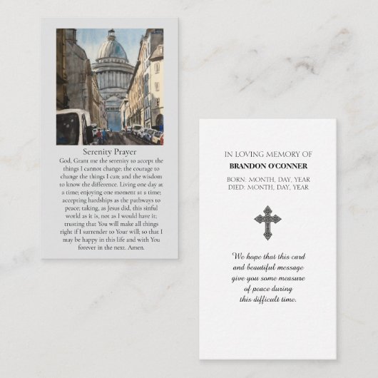 Watercolor of Paris  Blue Red Yellow Prayer Card Visitekaartje (Voorkant / Achterkant)