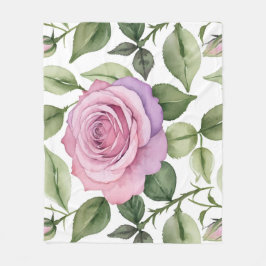 Watercolor Of Pink And Lavender Roses Fleece Deken