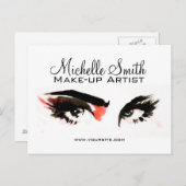 Watercolor ogen wimper extensie make-up branding briefkaart (Voorkant / Achterkant)