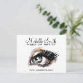 Watercolor ogen wimper extensie make-up branding briefkaart (Staand voorkant)
