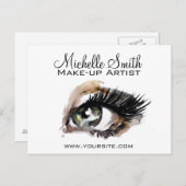 Watercolor ogen wimper extensie make-up branding briefkaart (Voorkant / Achterkant)