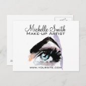 Watercolor ogen wimper extensie make-up branding briefkaart (Voorkant / Achterkant)