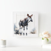 Watercolor Okapi AREF285 - Watercolor Vierkante Klok (Huis)