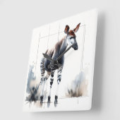 Watercolor Okapi AREF285 - Watercolor Vierkante Klok (Hoek)