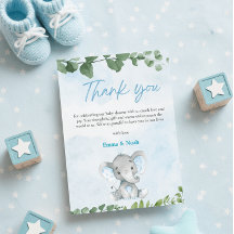 Watercolor Olifant Baby Shower Bedankkaart