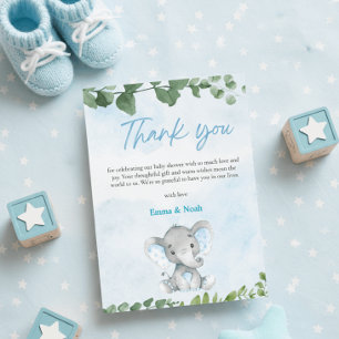 Watercolor Olifant Baby Shower Bedankkaart