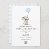 Watercolor Olifant Baby Shower Uitnodiging (Voorkant / Achterkant)