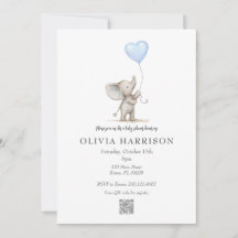Watercolor Olifant Baby Shower Uitnodiging