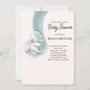 Watercolor Olifant Baby Shower Uitnodiging 