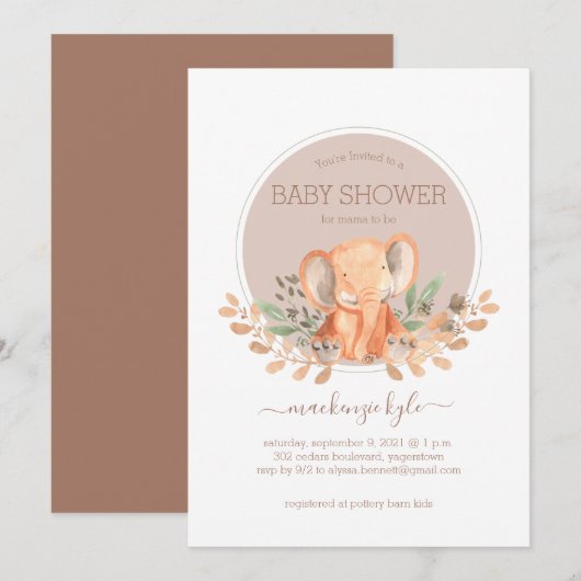 Watercolor Olifant Boho Safari Baby Borrel (Voorkant / Achterkant)