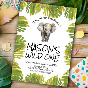 Watercolor Olifant Eerste Verjaardag Kaart