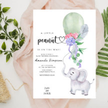 Watercolor Olifant en Ballon Baby Shower