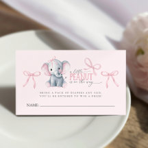 Watercolor Olifant Roze Strik Luier Raffle Kaart