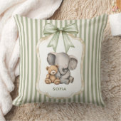Watercolor Olifant Teddybeer Knuffel Groen Streep Kussen (Deken)