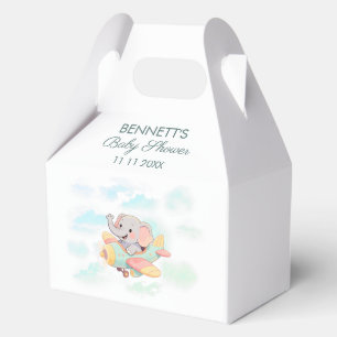 Watercolor Olifant Vliegtuig Baby Shower Favor Doo Bedankdoosjes