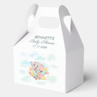 Watercolor Olifant Vliegtuig Baby Shower Favor Doo Bedankdoosjes